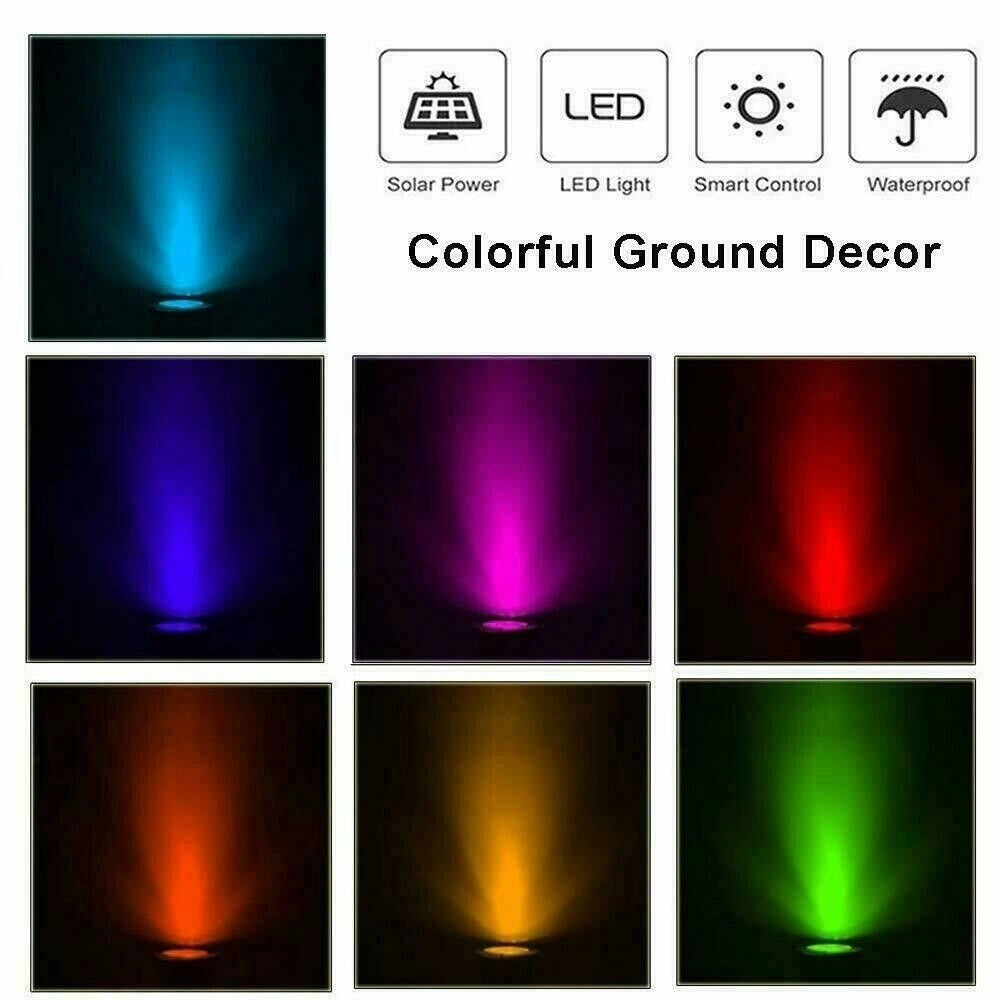 Trade Shop - 4 Faro Lampada 8 Led Rgb Solare Da Esterno Giardino Faretto Picchetto Segnapassi -