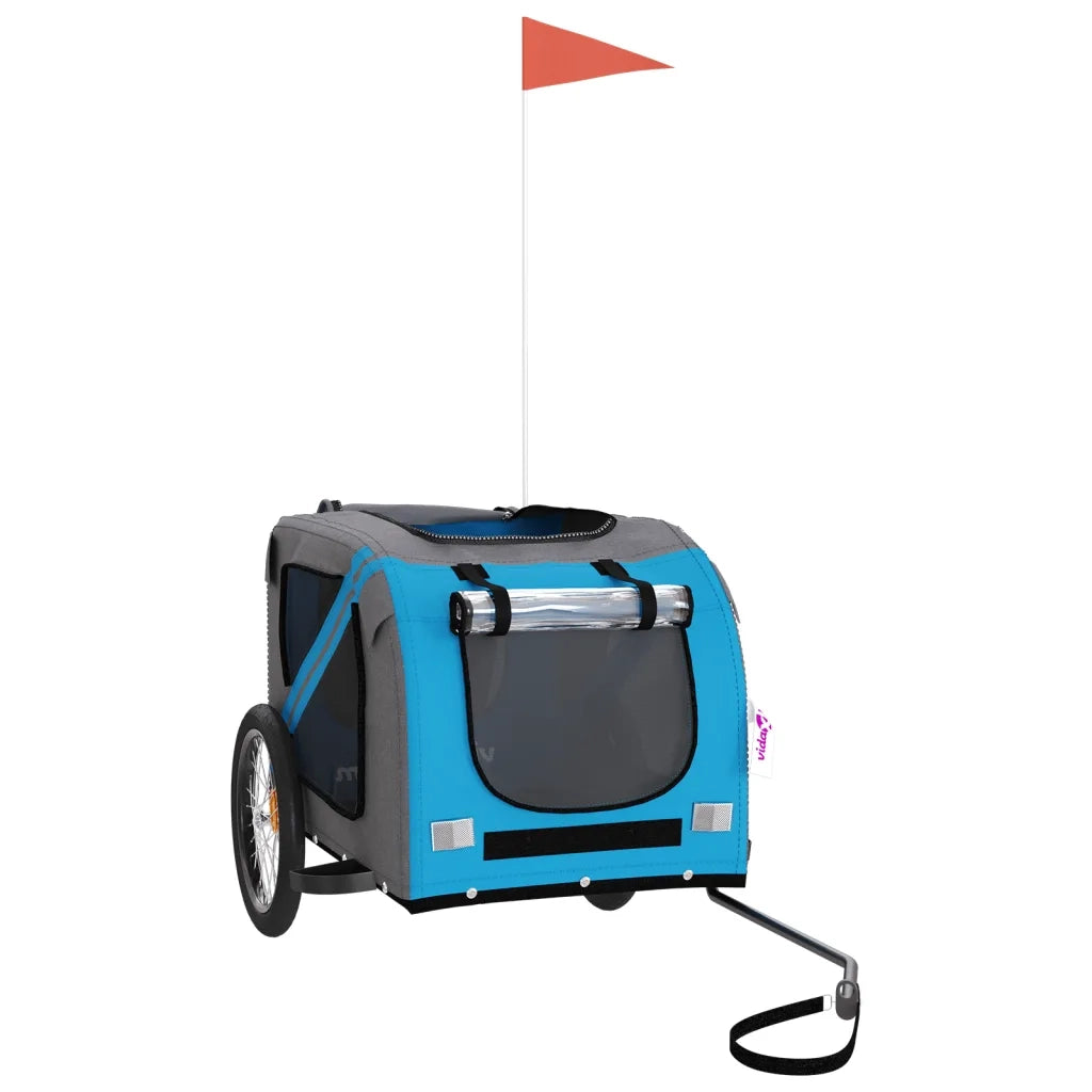Rimorchio da Bici per Animali Blu e Grigio Oxford e Ferro CFW7597595