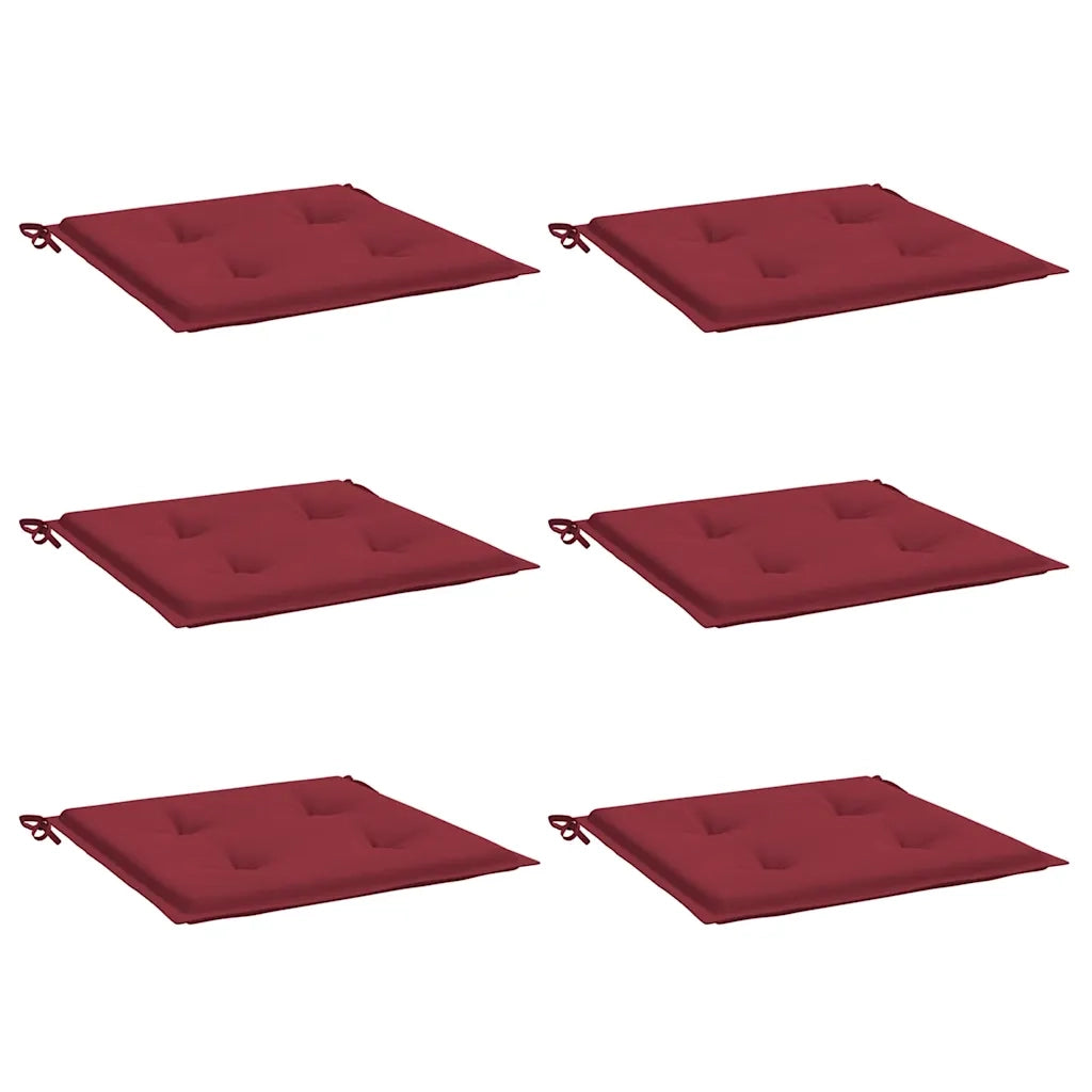 Cuscini per Sedia 6 pz Rosso Vino 40x40x4 cm in Tessuto Oxford 314022