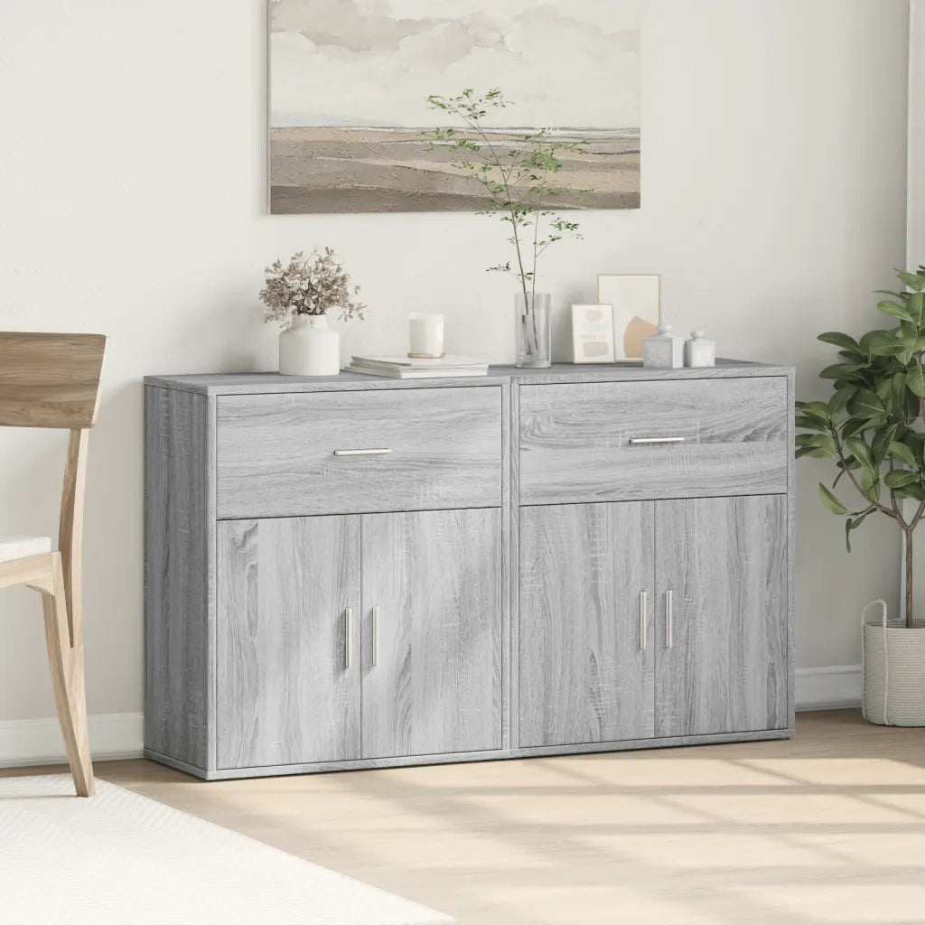 Credenze 2 pz | Madia | Buffet da pranzo | Armadio da pranzo Grigio Sonoma 60x31x70 cm in Legno Multistrato
