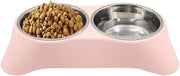 Bacetto per animali 2 in 1 in acciaio inossidabile | Bacetto per gatti e cani con design antislip inclinabile | Doppio contenitore, adatto per gattini, cuccioli, conigli e piccoli animali (rosso, formato piccolo)