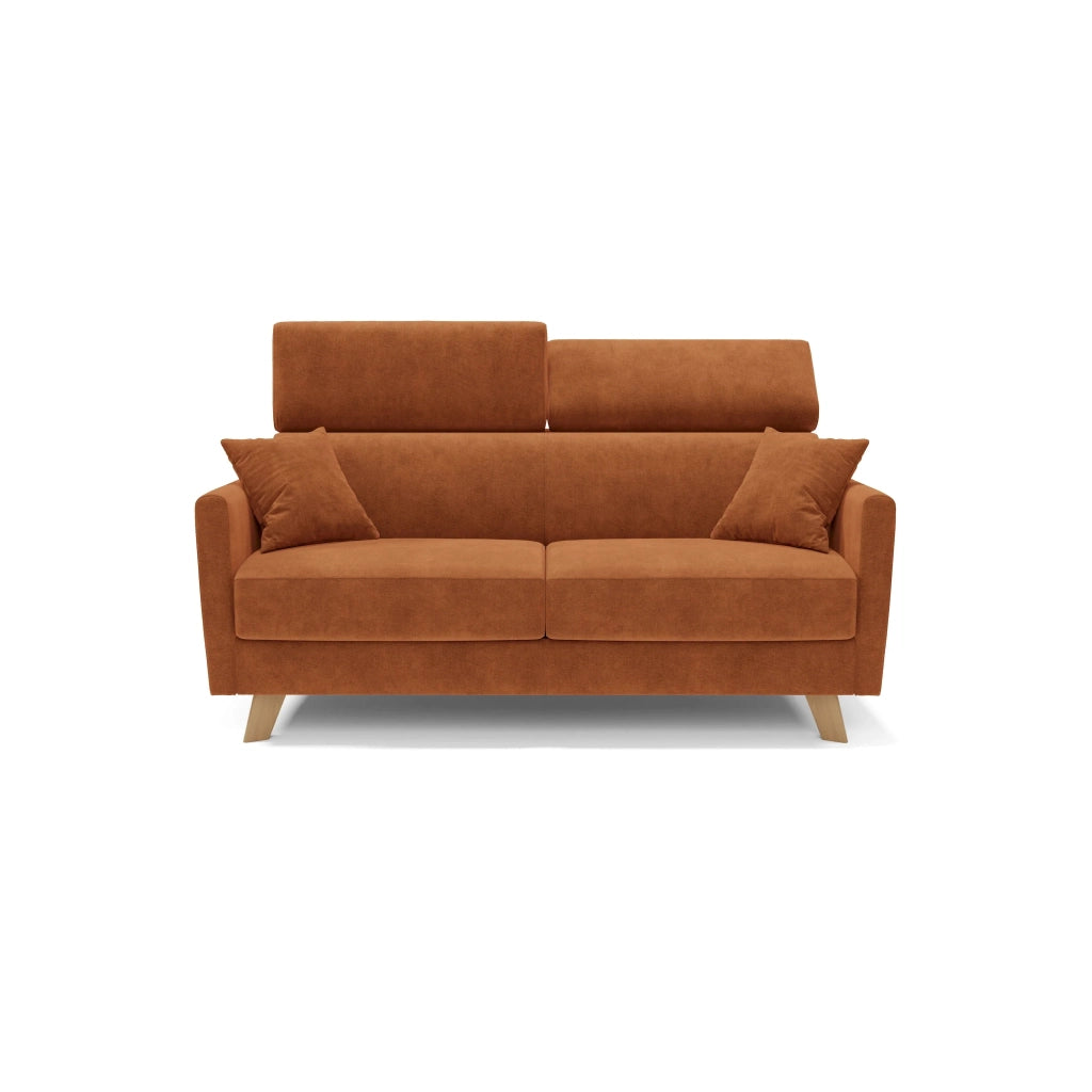 Francy Divano letto matrimoniale con poggiatesta regolabili in tessuto impermeabile e smacchiabile T17 160 cm (mat. 120x197) arancio