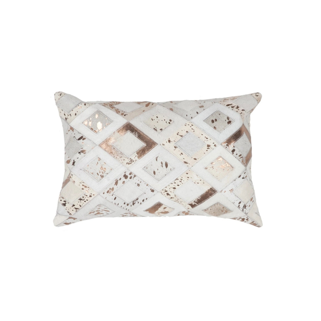 Cuscino Dazzle in Pelle Avorio e Argento 40x60 cm