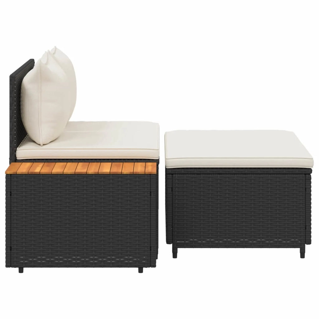 Set di divani da esterno con cuscino 4 pcs Nero e Bianco Crema 42025890