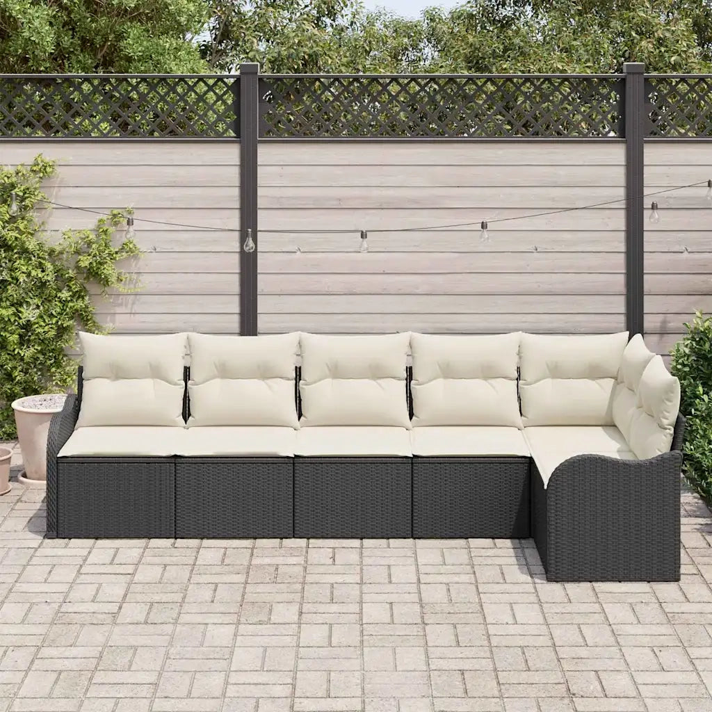 Set Divano da Giardino con archiviazione 6 pcs Nero polyrattan 3354386