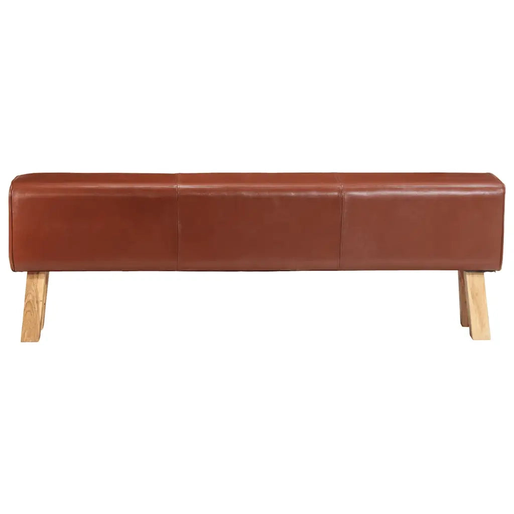 Panca da Palestra 160cm Vera Pelle Marrone e Massello di Acacia CFW7842817