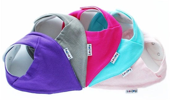 Bandana per Bambino, Quadrati di Stoffa, Adatto per Età 0-3 Anni, Pacchetto da 5 (Fiori)