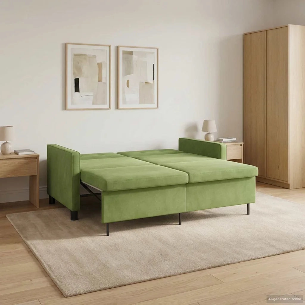 Divano letto Verde chiaro Tessuto