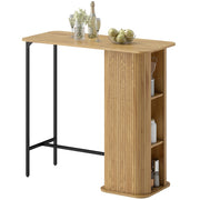 Tavolo Alto da Bar ¨C Xylo ¨C con 3 Ripiani Salvaspazio, Gambe in Metallo, Legno Naturale 112x50x106cm