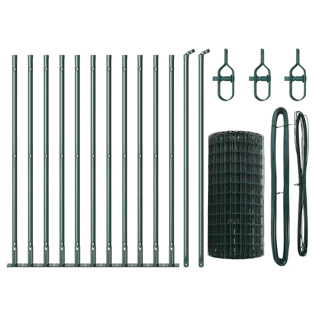 Recinzione da Giardino | Recinzione con Posto Verde 0,4 x 25 m Acciaio e PVC