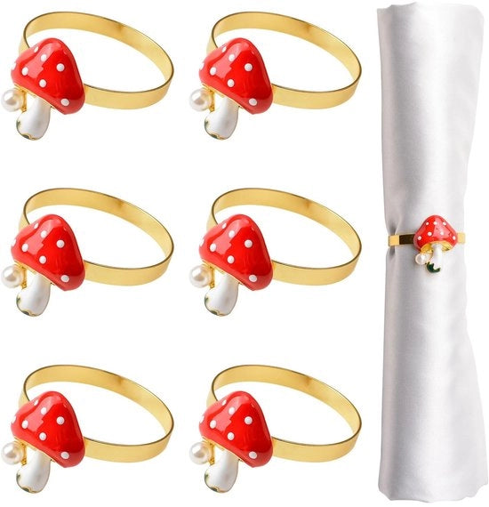 Servizio per tovaglie 6 pezzi - Elegante supporto per tovaglie - Servizi in metallo - Decorazione da tavola - Padella rossa - Materiale di alta qualità