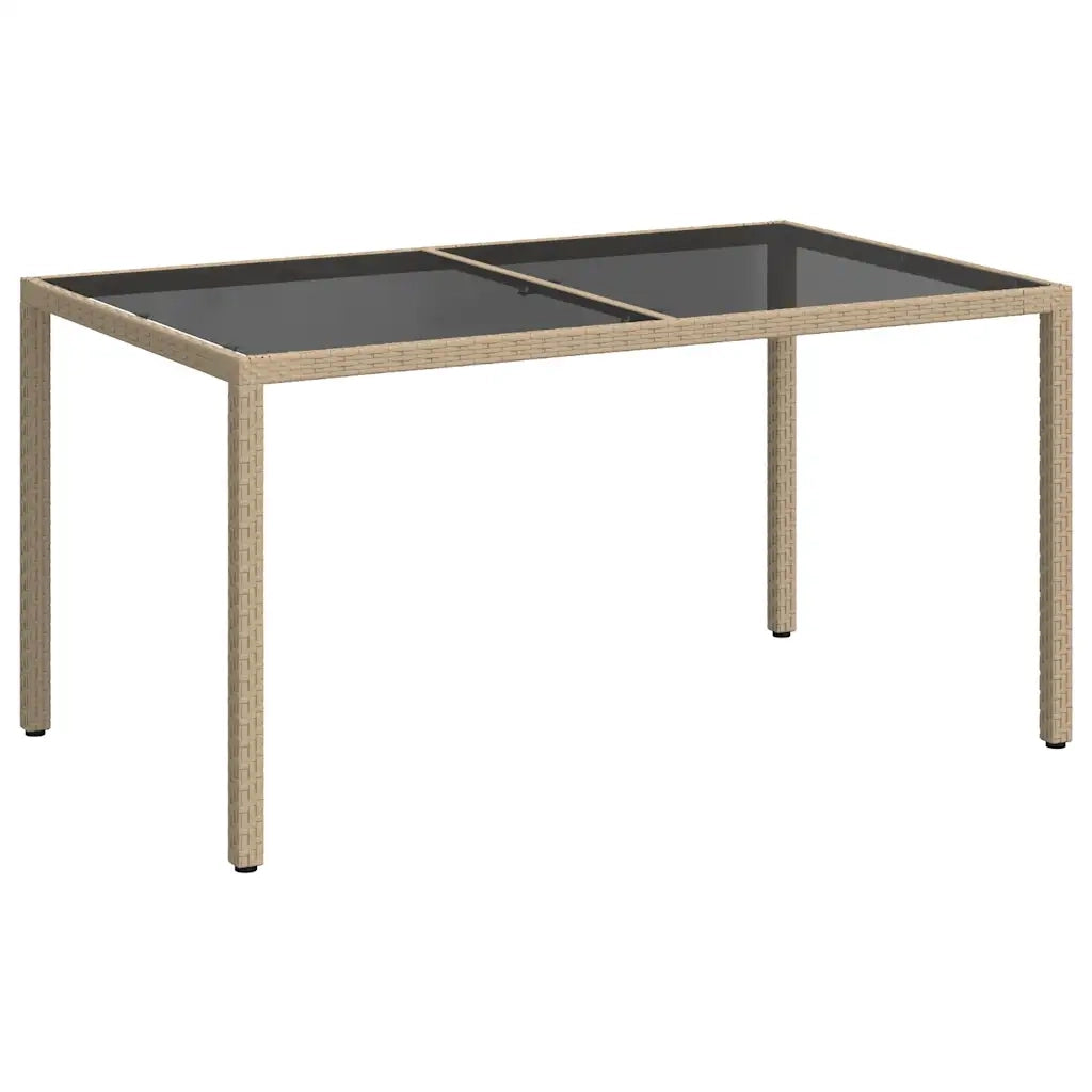 Tavolo Giardino 150x90x75cm Vetro Temperato Polyrattan Beige 316710