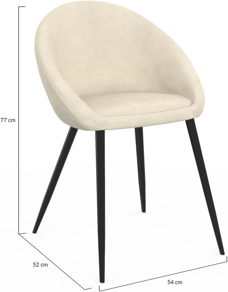 Set di 4 sedie Naya in velluto crema per sala da pranzo