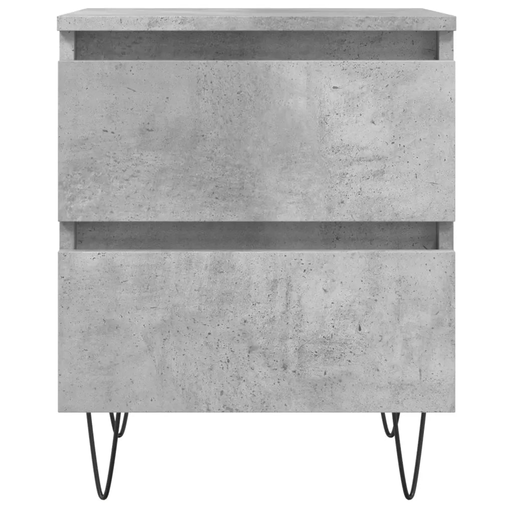 Set di 2 Comodini | Armadio da Notte | Mobiletto da notte Grigio Cemento 40x35x50 cm in Legno Multistrato