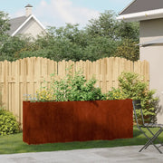 Fioriera-Vaso-Contenitore per Piante Arrugginita 200x40x80 cm in Acciaio Corten