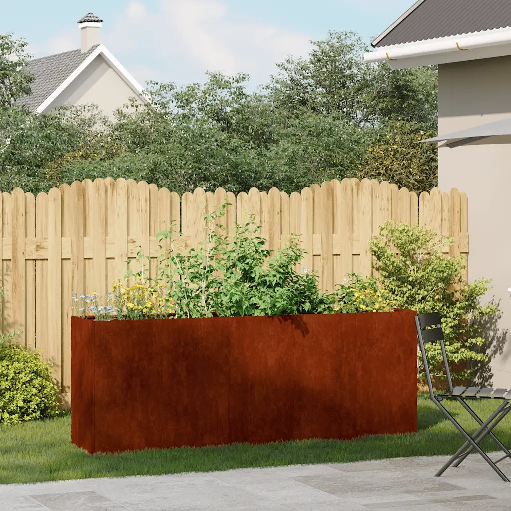 Fioriera-Vaso-Contenitore per Piante Arrugginita 200x40x80 cm in Acciaio Corten
