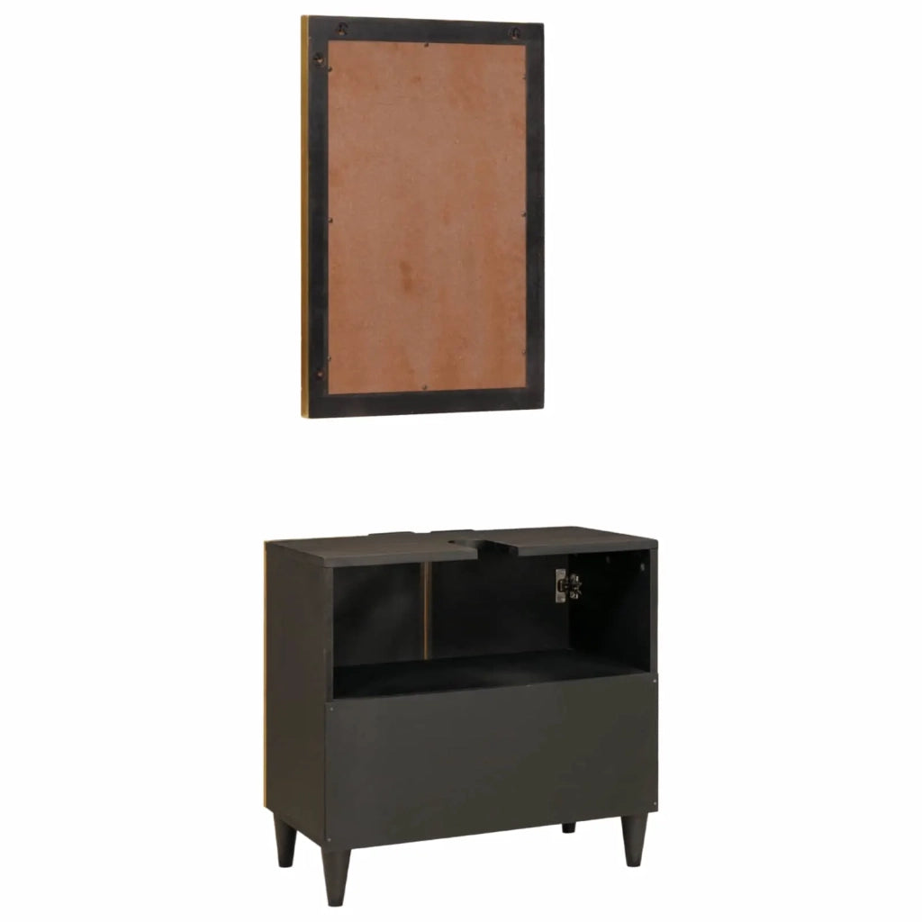 Set di Armadi da Bagno 2 pz Nero e Ottone 62 x 33 x 58 cm 3310024