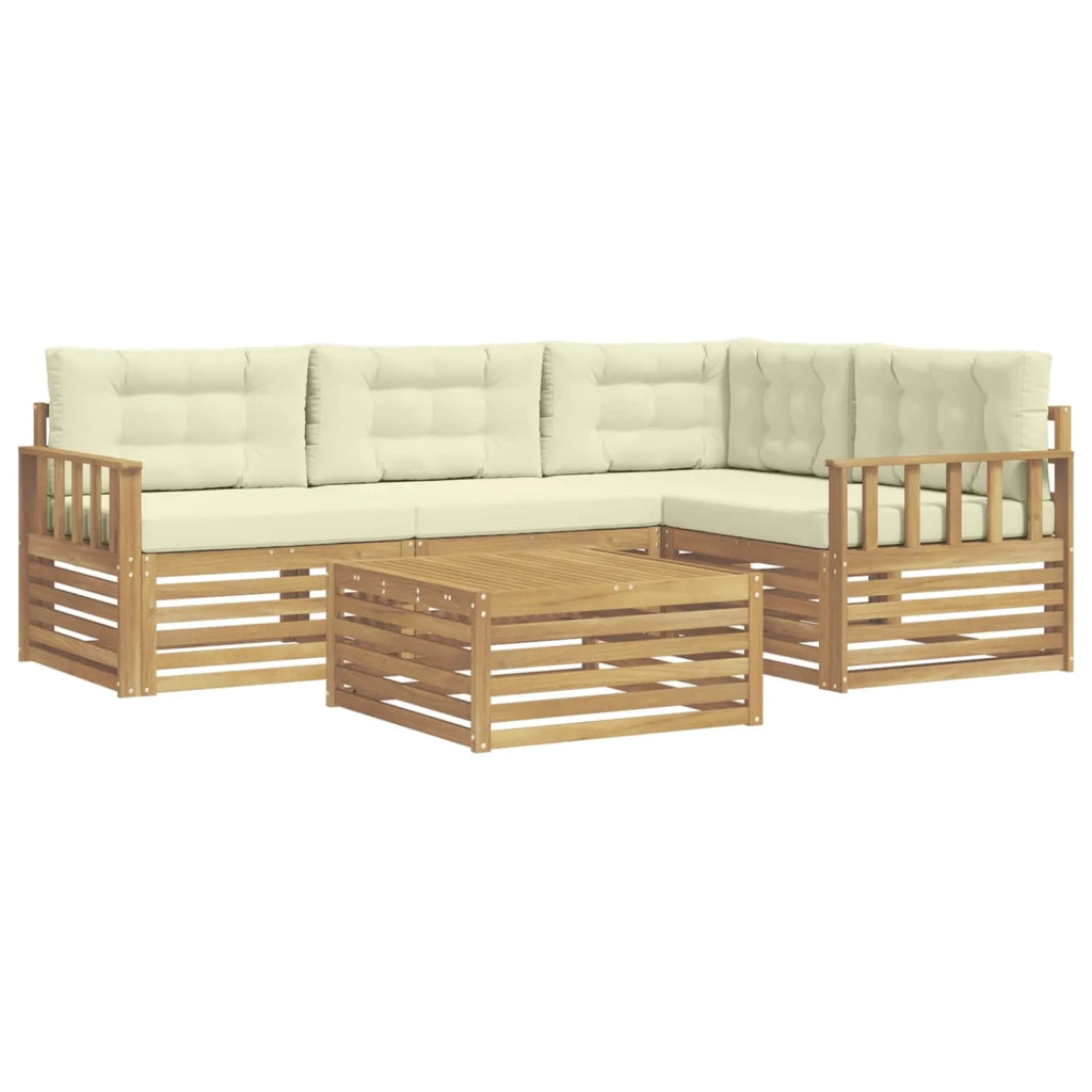 Set di divani da esterno 6 pz Bianco e Crema Poliestere 3390435