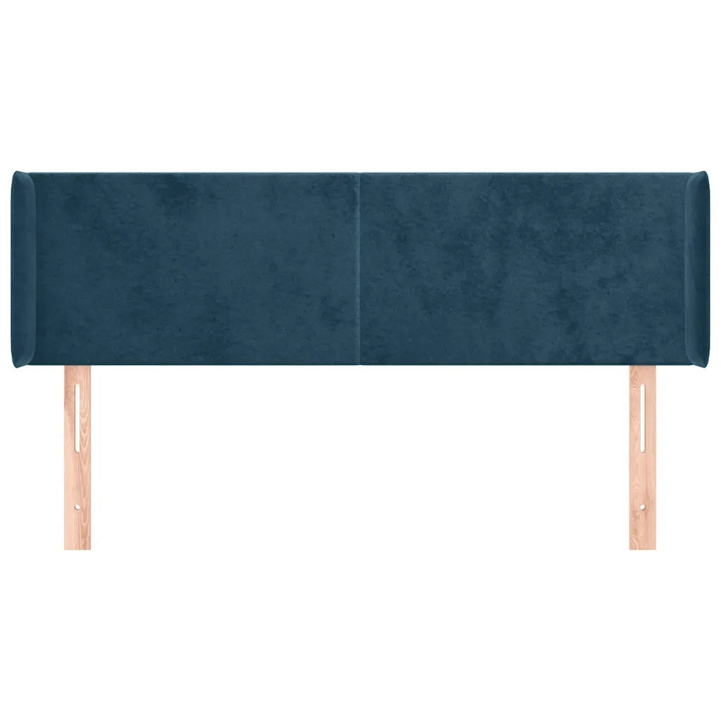 Testiera ad Orecchio-Testata con Orecchie Blu Scuro 147x16x78/88 cm in Velluto 145315
