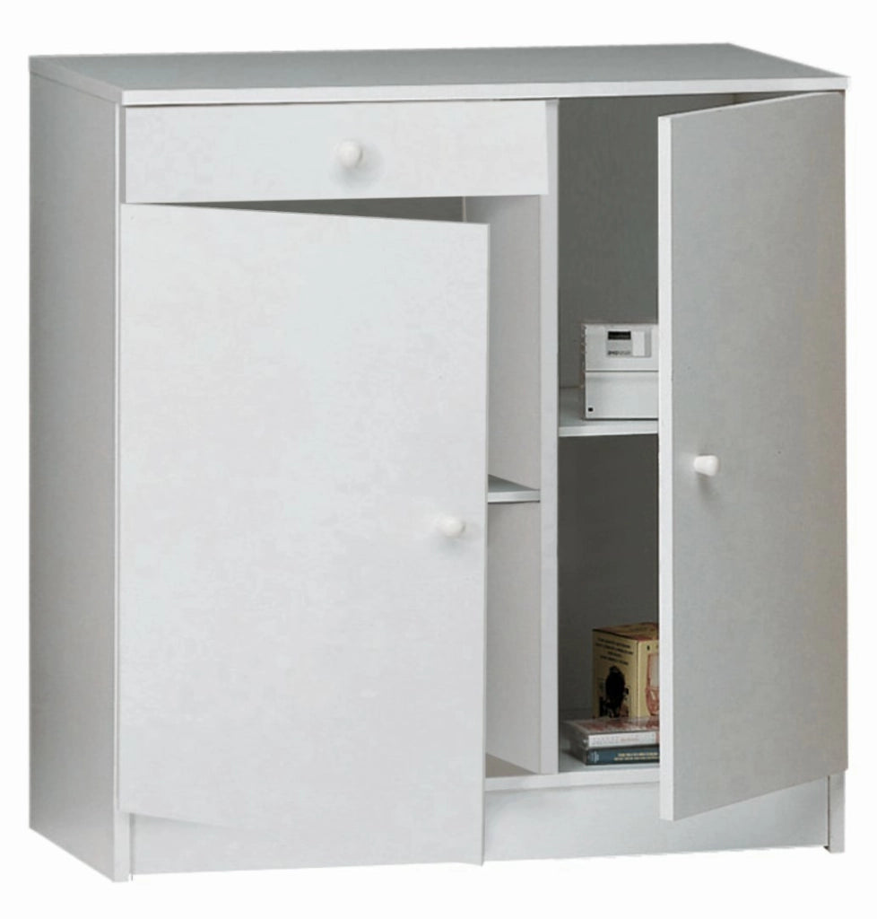 Mobile 2 Ante 1 Cassetto Bianco Liscio 80X77X34 Cm Sarmog - Sarmog