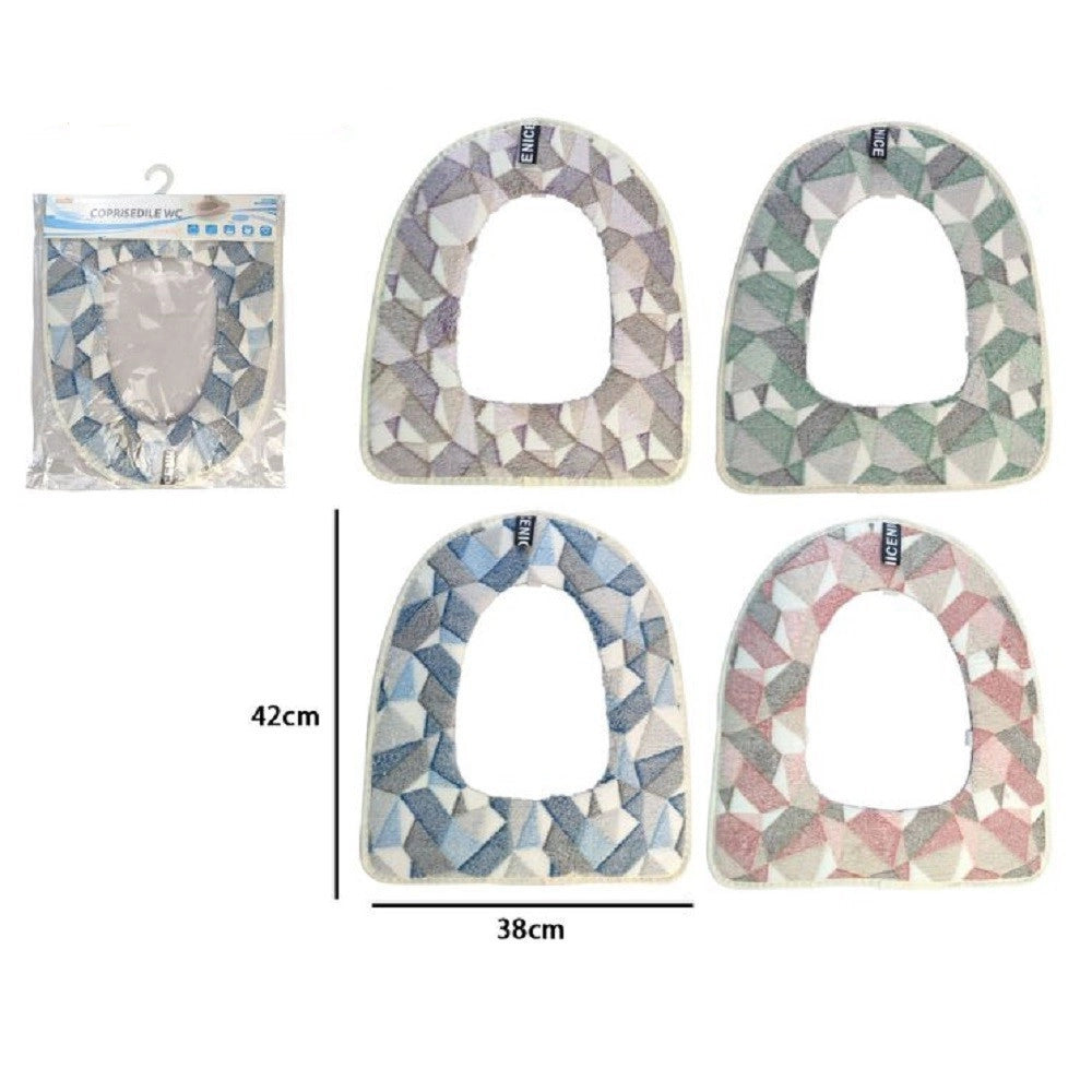 Trade Shop - Cuscino Copri Water Seduta Copertura Morbida Wc Fantasia Astratta Colorata 87203 -        3,5