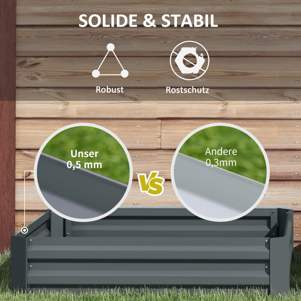Set Piantatori per Giardino e Terrazza ¨C zephmum ¨C Acciaio Zincato, Grigio Scuro, 100x100x30 cm