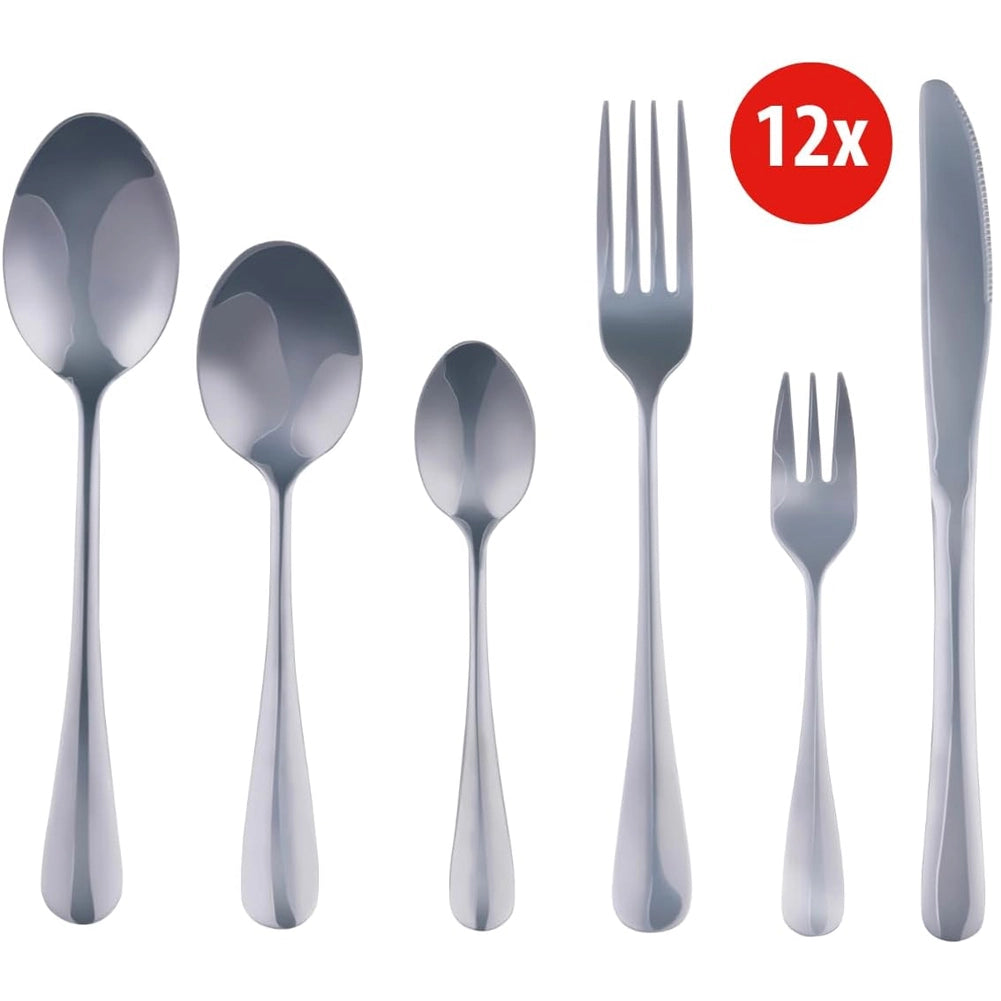 Set 75 Pezzi Posate per 12 Persone Cucchiai Cucchiaini Forchette Coltelli in Acciaio Inox