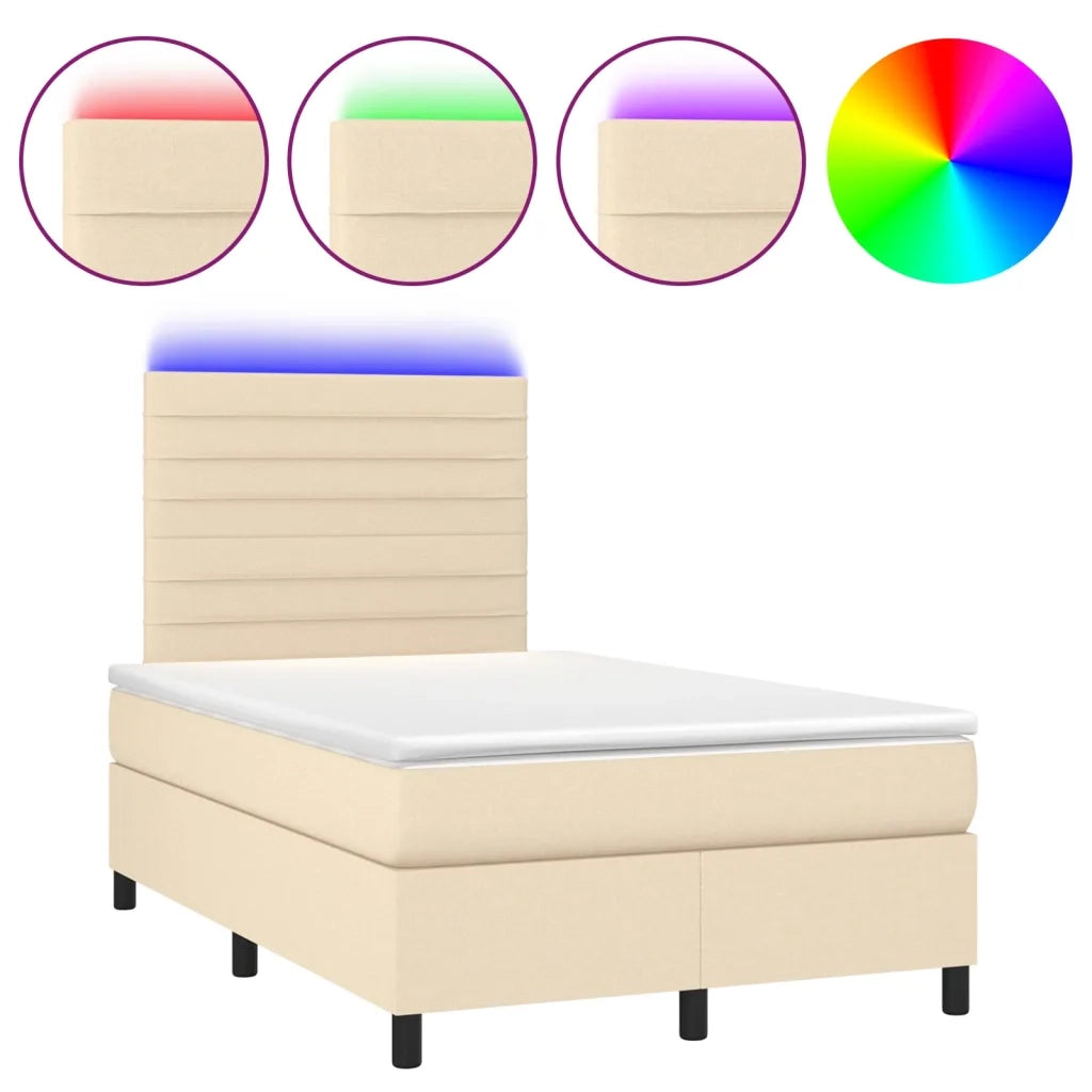 Letto a Molle con Materasso e LED Crema 120x200cm in Tessuto cod mxl 61230