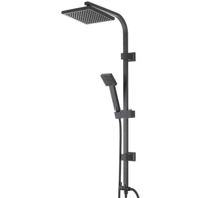 Colonna doccia regolabile H 93 in acciaio nero opaco soffione 19x19