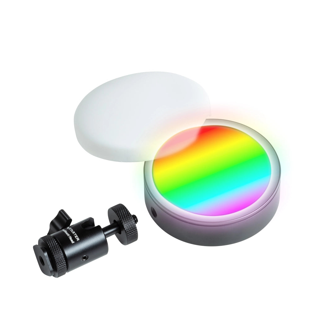 Instarter Mini LED RGB con testa a sfera, Luce per smartphone, fotocamera, fotografia, videochiamate, streaming, Batteria da 2500mAh