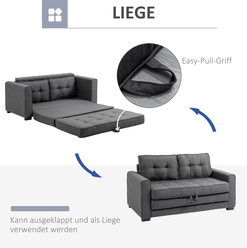 Divano letto trasformabile grigio in poliestere 147,5 cm