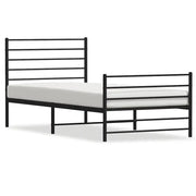 Letto singolo | Letto per adulti | Giroletto con Testiera e Pediera Metallo Nero 90x200 cm