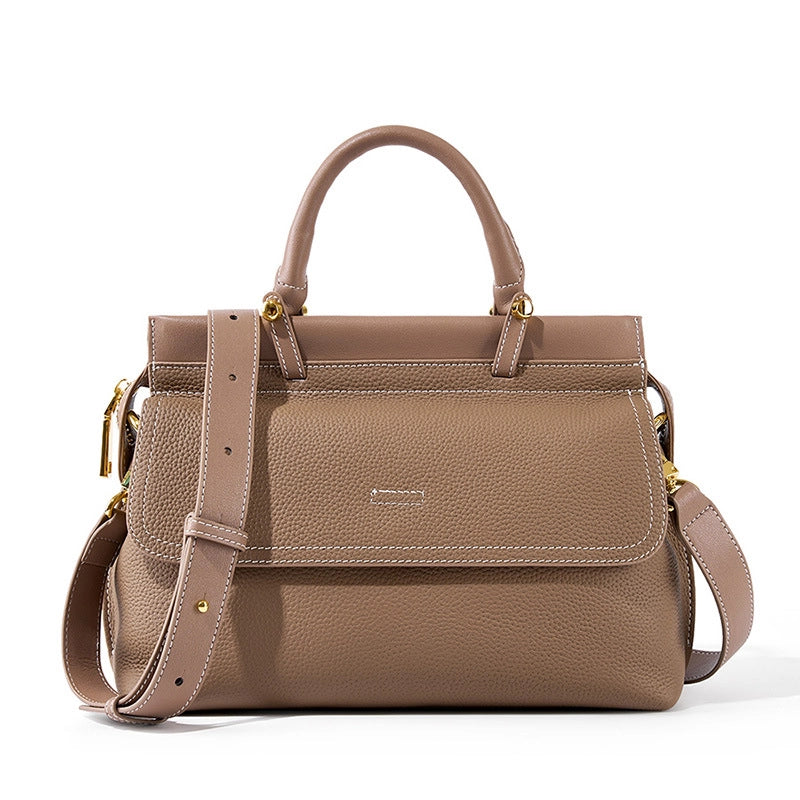 Borsa a tracolla da donna in vera pelle, stile western, grigia