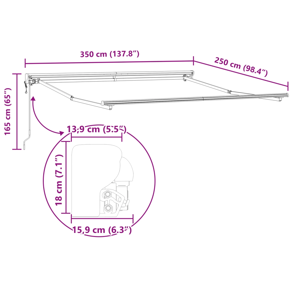 Struttura Tenda Elettrica Semi-Cassette Retrattile in Metallo