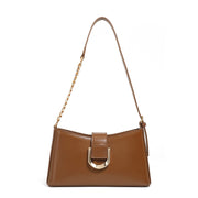 Borsa a tracolla da donna in vera pelle, colore marrone.