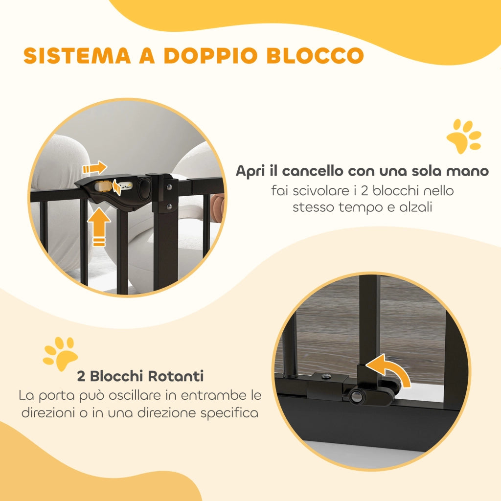 EasyComfort Cancellino per Cani Regolabile con Chiusura Automatica, in Acciaio e Plastica, 74-100x77 cm Nero