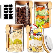 Contenitori in vetro per conservazione di insalata, chia pudding e avena - ermetici e ideali per zucchero, caffè e tè
