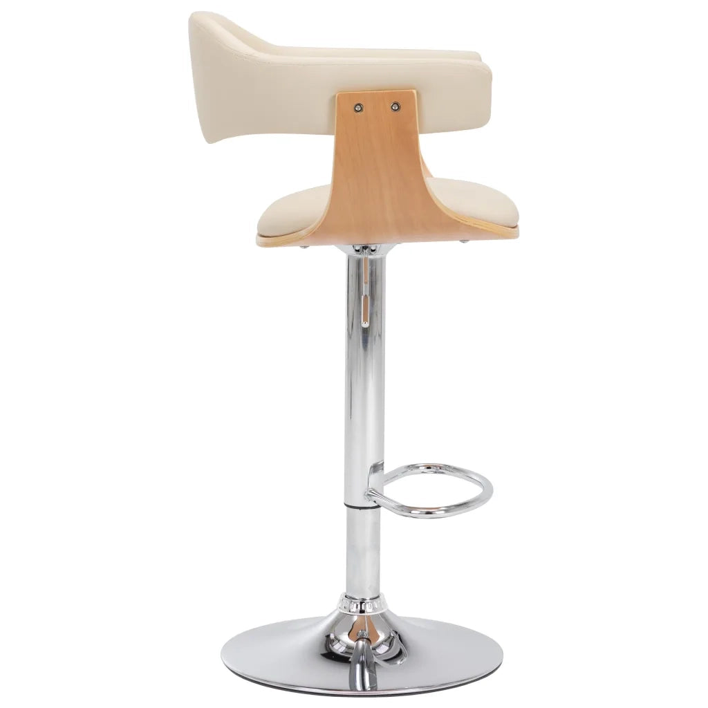 Sgabelli da Bar 2 pz Crema in Legno Piegato e Similpelle 283116