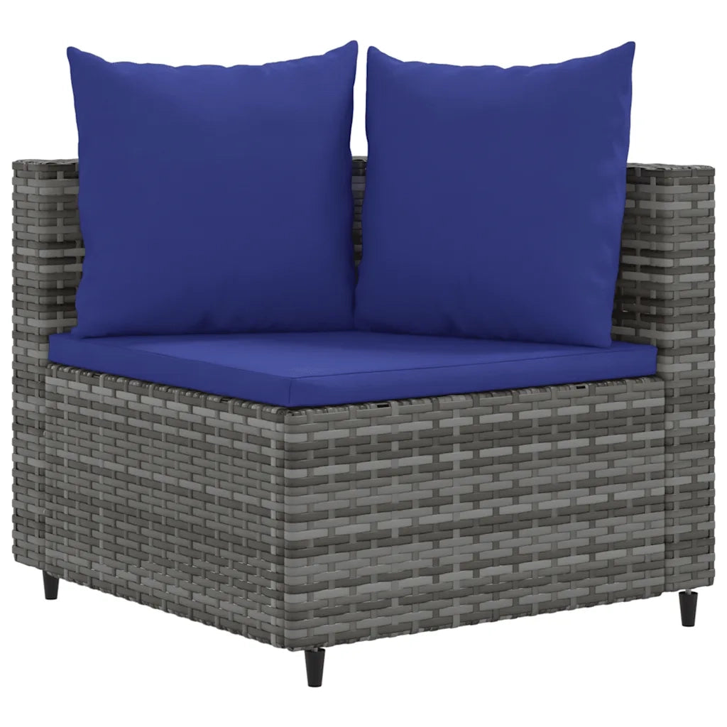 Set Divani da Giardino 7 pz con Cuscini Grigio in Polyrattan