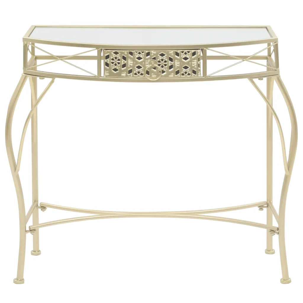 Tavolino Laterale-Tavolino da soggiorno-Tavolo in Stile Francese in Metallo 82x39x76 cm Oro
