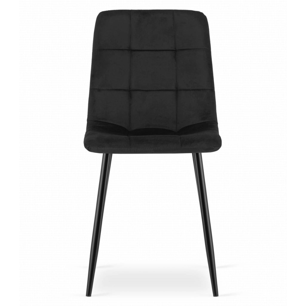 Set di 3 Sedie Kara in Velluto Nero e Metallo