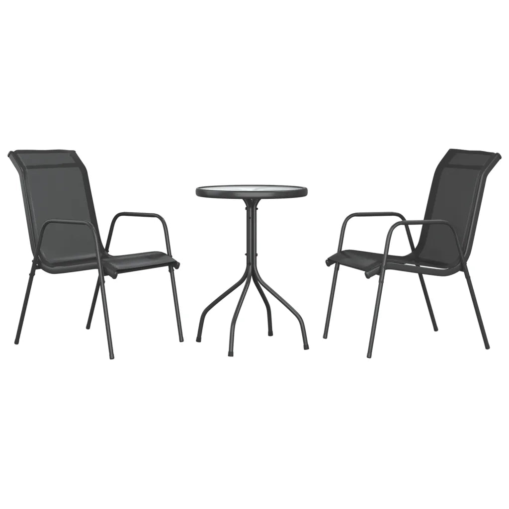 Set da Pranzo da Giardino 3 pz in Acciaio Nerooutdoor 3203728