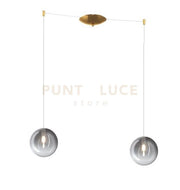 SOSPENSIONE OTTONE SAT. 2 LUCI SPOSTABILE VETRI FUME 1184OS-S2 S-FU