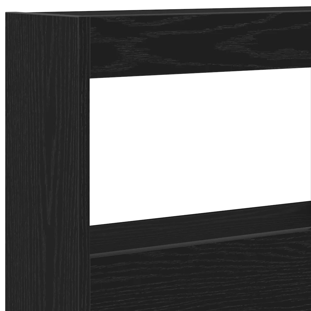 Testiera | Testata con Contenitore a LED Rovere Nero 140x17x102 cm