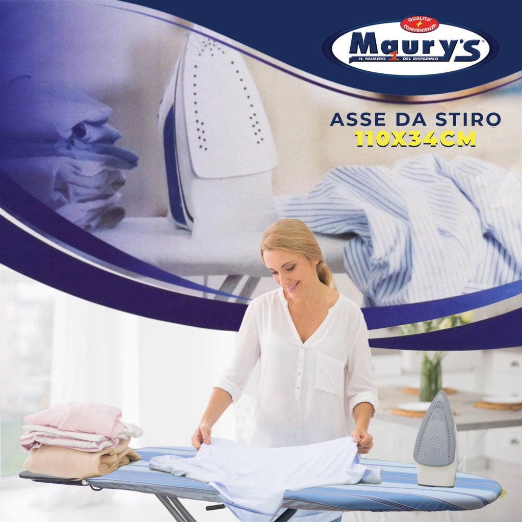 MAURY'S ASSE DA STIRO SMART 110X34 CM CON PORTA FERRO E COPRIASSE INCLUSO