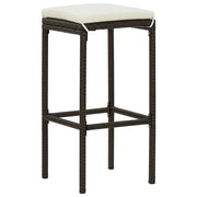 Sgabelli da Bar con Cuscini 3 pz Marroni in Polyrattan 313442