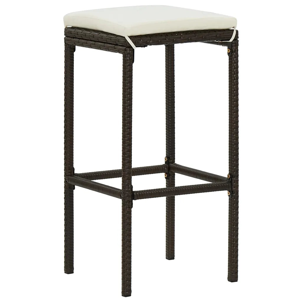 Sgabelli da Bar con Cuscini 3 pz Marroni in Polyrattan 313442