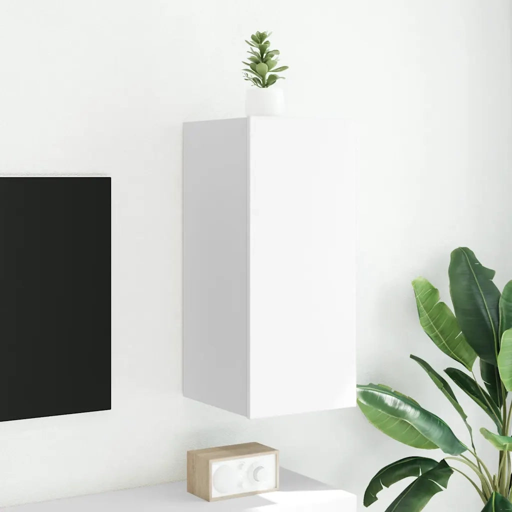 Mobile TV a Parete con Luci LED Bianco 30,5x35x70 cm
