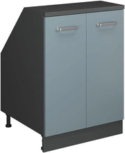 Mobile sottotetto Rion, Grigio-blu, 60 x 81.6 cm con 2 porte, carcassa 60 cm profondità, adatto per il salvaspazio sotto tetti spioventi