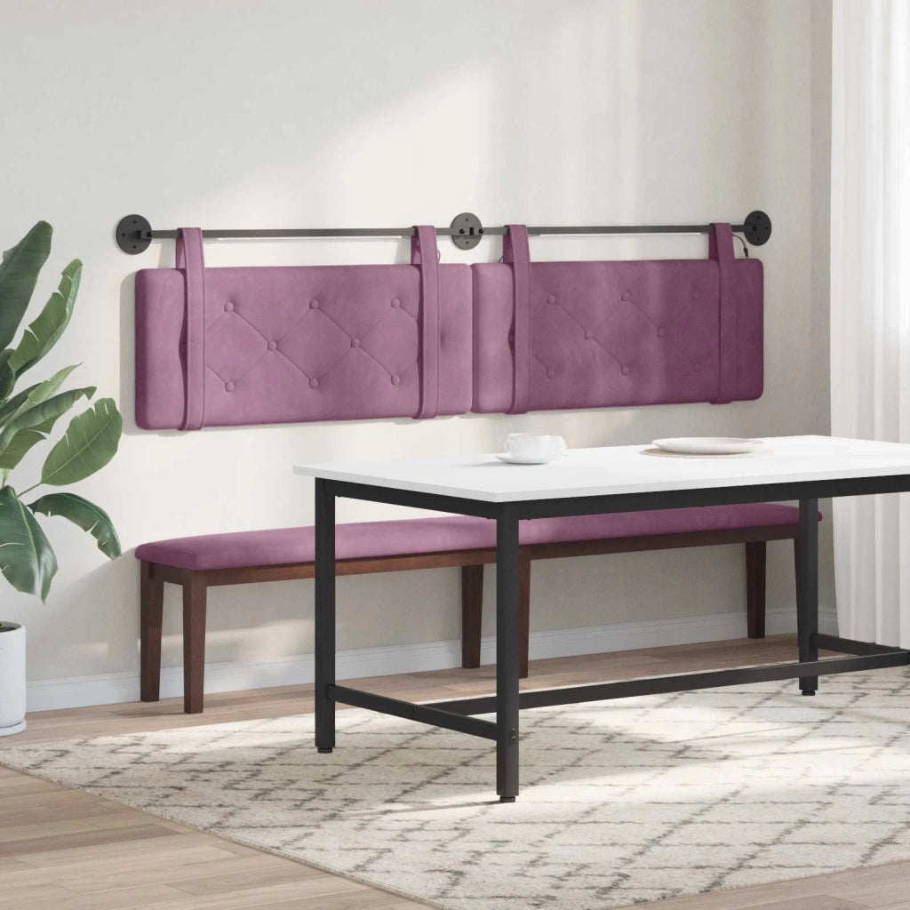 Testiera | Testata sospesa Con luce LED Viola Velluto